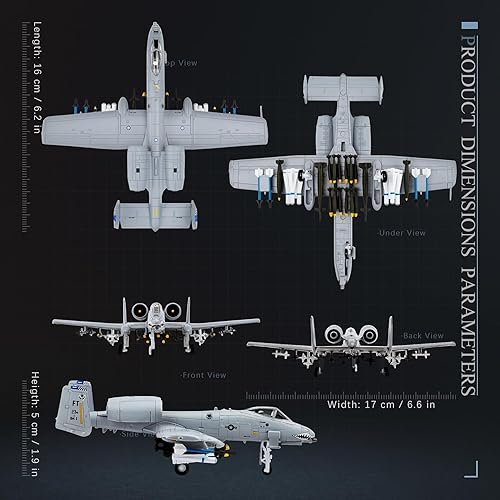 Miniatura 5 de HANGHANG 1/100 A-10 Thunderbolt II Warthog Avión de ataque (versión pintada) Metal Fighter Modelo militar Modelo de avión fundido a presión