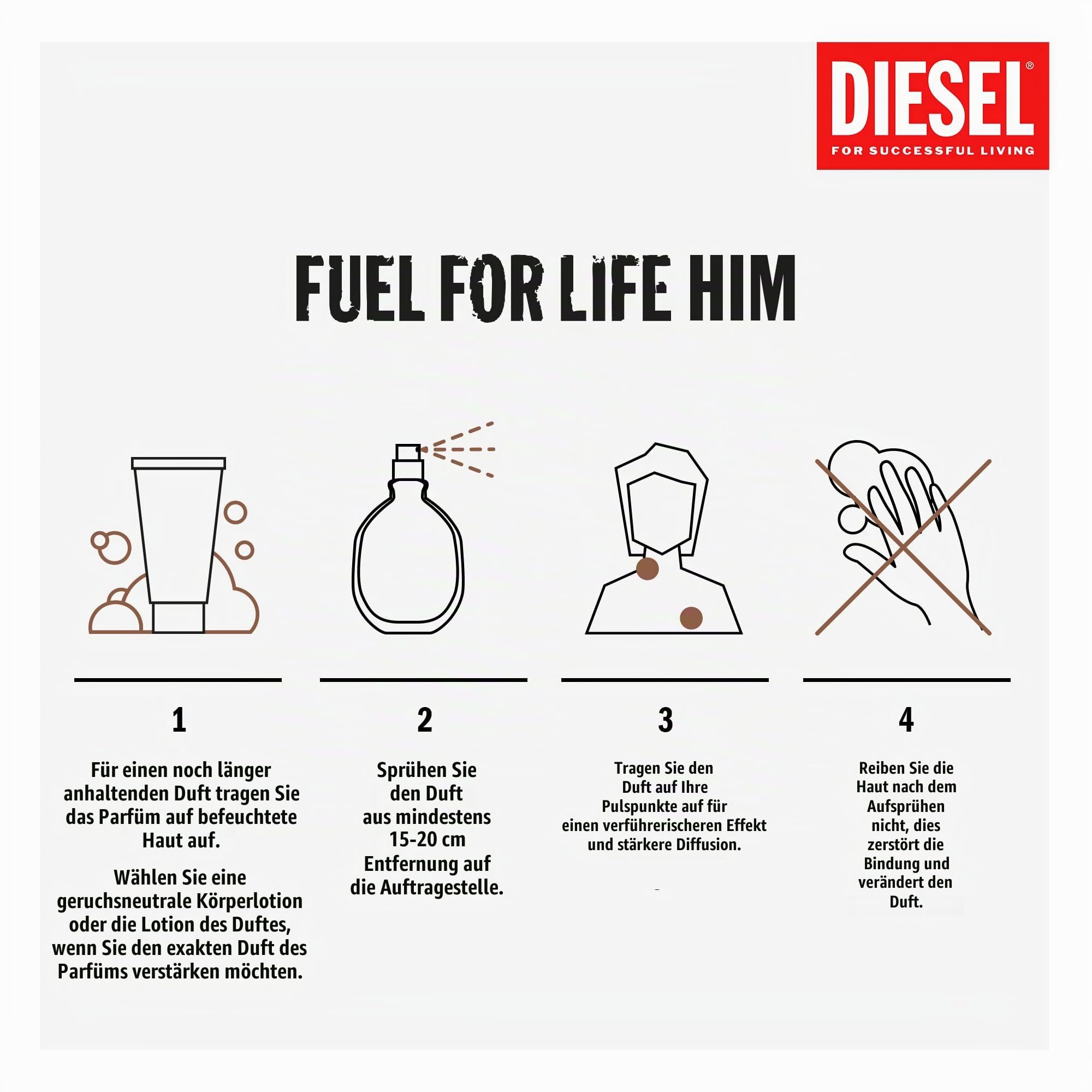Diesel Fuel For Life Parfüm Herren| Männer Parfum| Parfume Men, Frischer und holziger Duft| 125ml + Bodyspray, Körperspray mit frischem und kraftvollem Duft nach Lavendel, Moschus und Holz | 200 ml