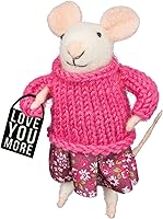 Primitives by Kathy 'Love You More' Mouse Critter - Adorable Felt Valentine Decor with Knit Sweater & Hanger