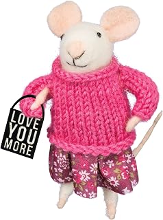 Primitives by Kathy 'Love You More' Mouse Critter - Adorable Felt Valentine Decor with Knit Sweater & Hanger