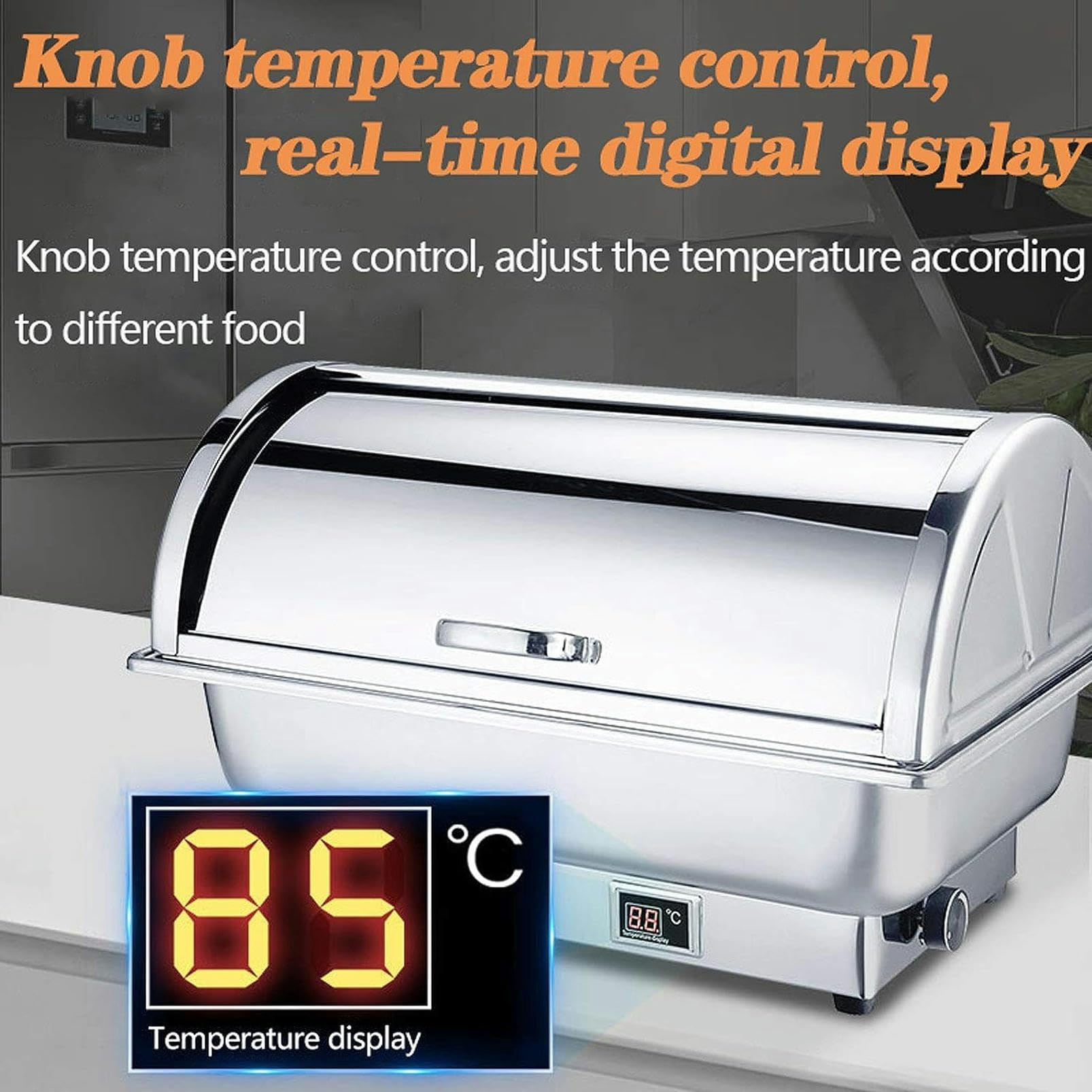 Chafing Dish Scaldavivande Elettrico Acciaio Inox, 9L Contenitore Termico per Alimenti Caldi Scalda Cibo per Buffet Qualsiasi Festa - Mantiene Caldo Il Cibo