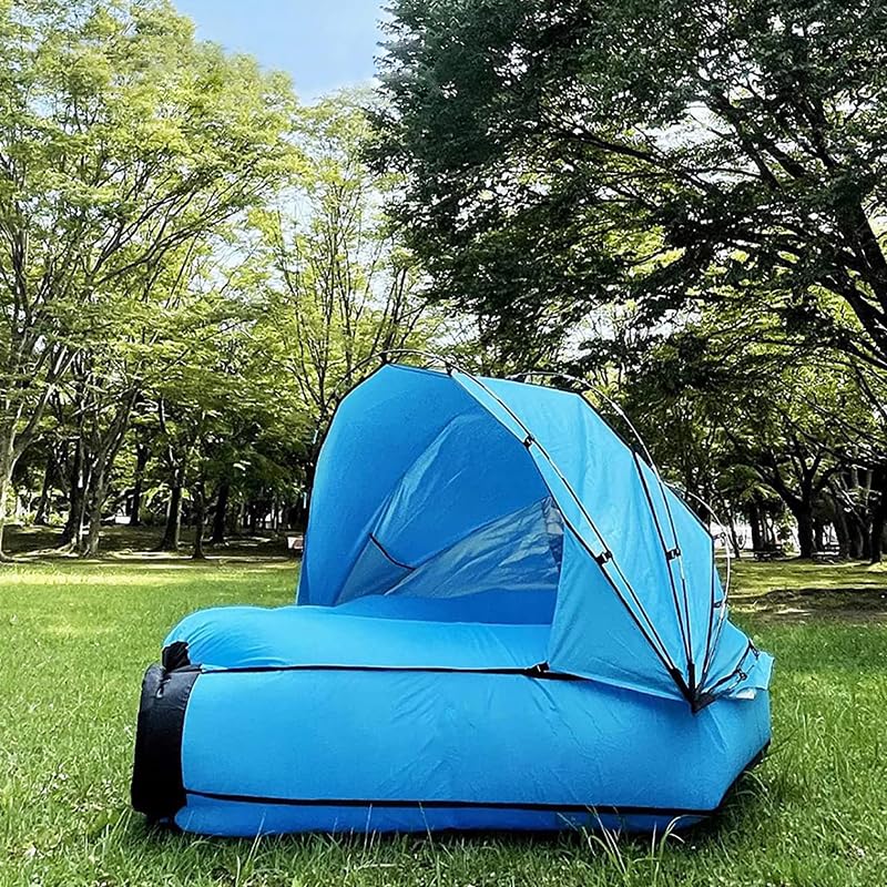 WTVIDAS Inflatable Lounger Air Sofa with Sun-Shade Waterproof Inflatable Couch Hammock for Camping Beach Hiking Backyard