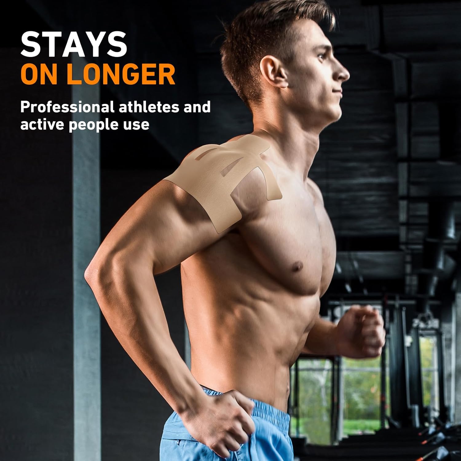 Kinesiology Tape for Shoulder Precut, 12 PCS Shoulder Tape for Pain Relief, KTQUICK Original Cotton Waterproof & Breathable, Enhance Elastic Sports Tape for Pain Support and Muscle Sports, Beige - Image 8