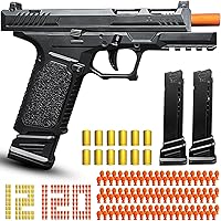Xuzhtyoo Automatic Shell Ejecting Toy Gun Pistol - Soft Bullet Blaster for Boys 8+, Realistic Shooting Toy with 120 Bullets & Magazines
