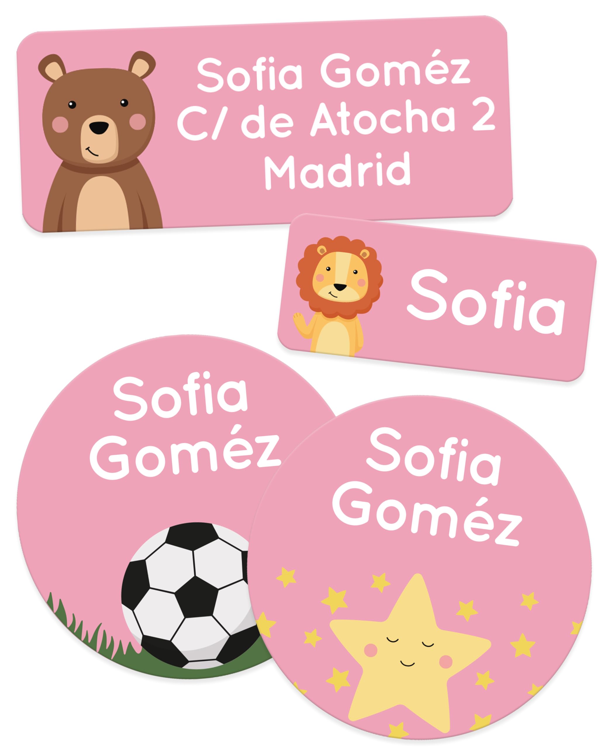 melu kids® Set de etiquetas para ropa personalizadas guardería (50 piezas) - etiquetas personalizadas, etiquetas ropa niños y objetos, impermeable y en diferentes tamaños - Rosa