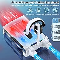 Vista 2 de Soporte horizontal para PS5 con ventiladores de refrigeración de 3 niveles para consola Playstation 5, controlador de accesorios PS5, estación