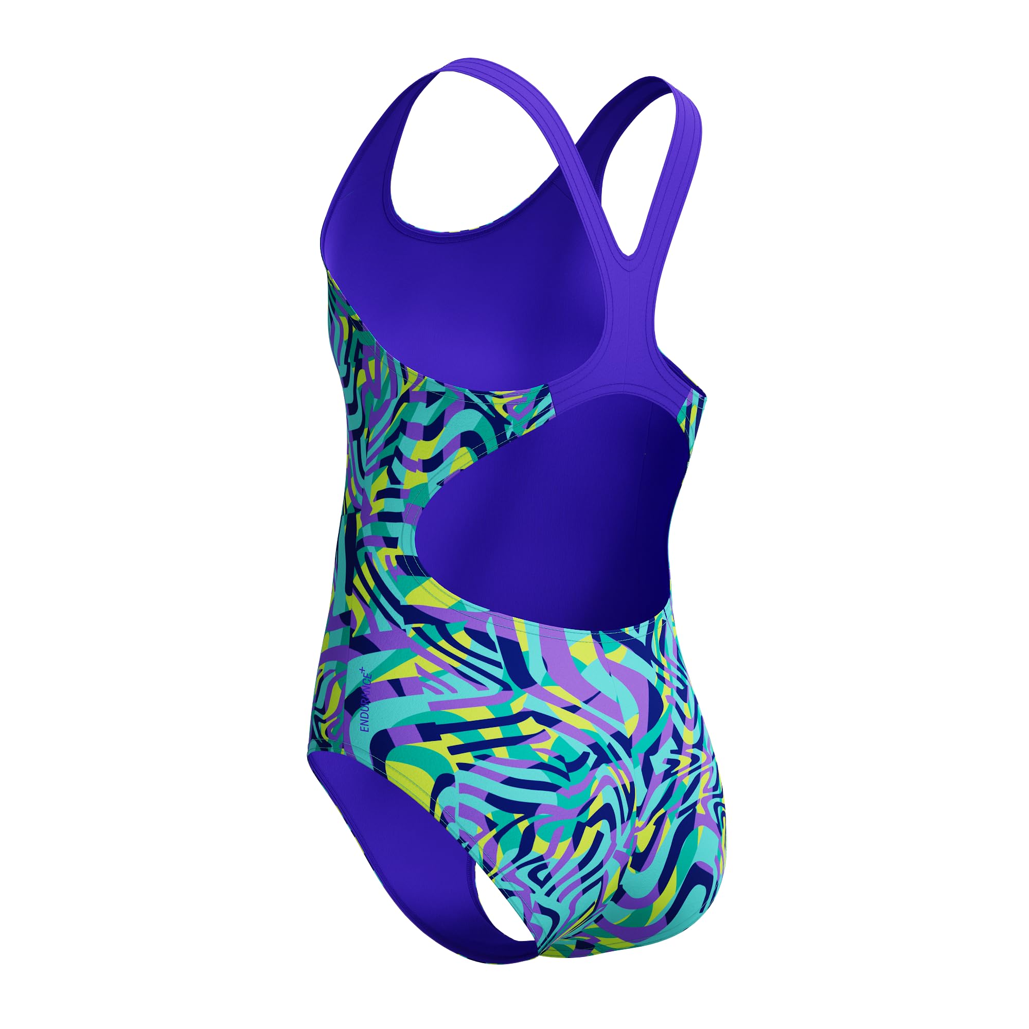 Speedo Traje de baño digital para niñas, color azul y morado