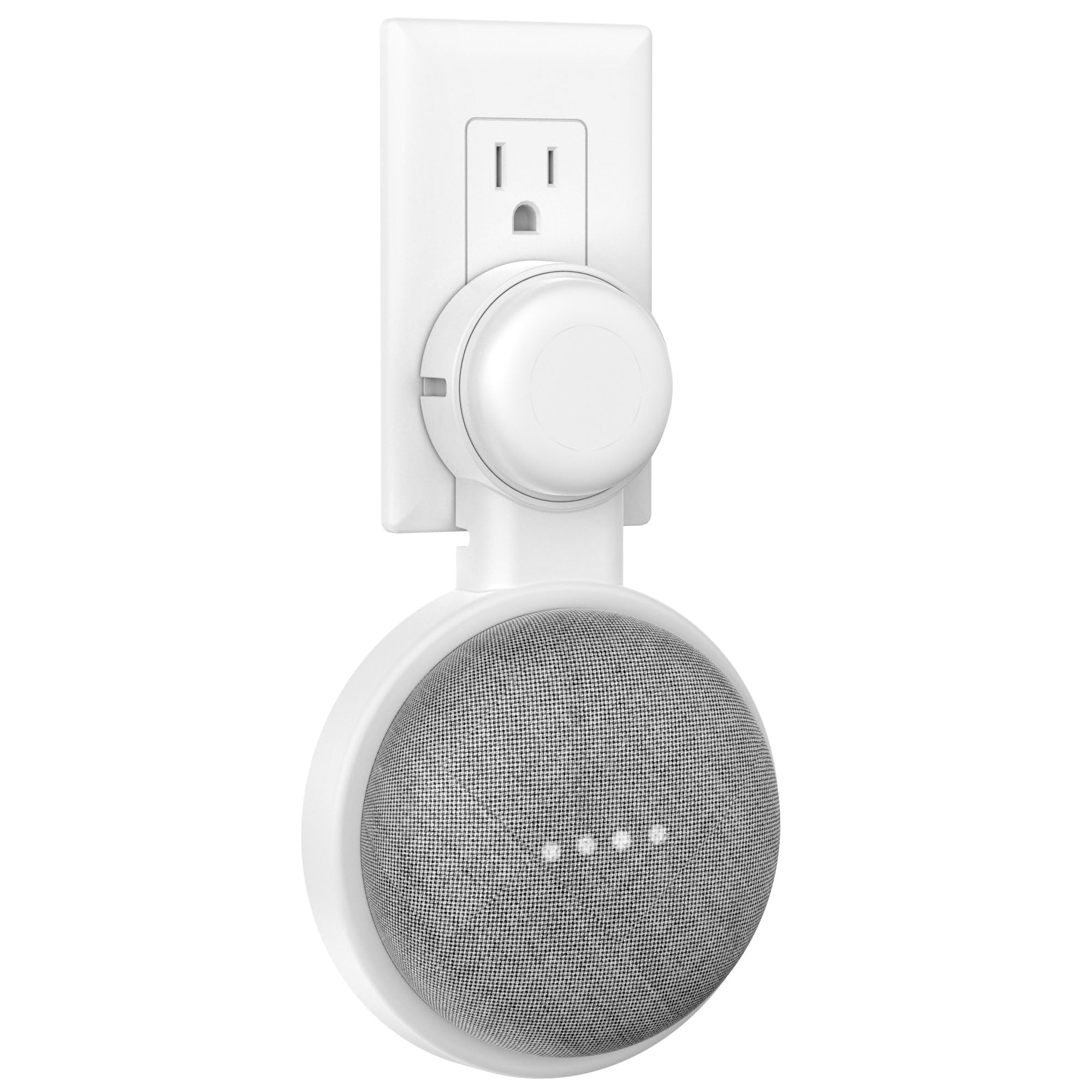HomeMount Wandhalterung für Google Home Mini/Nest Mini (2. Gen) - Platzsparende Steckdosenhalter, Lautsprecherzubehör für Sprachassistenten (Weiß)