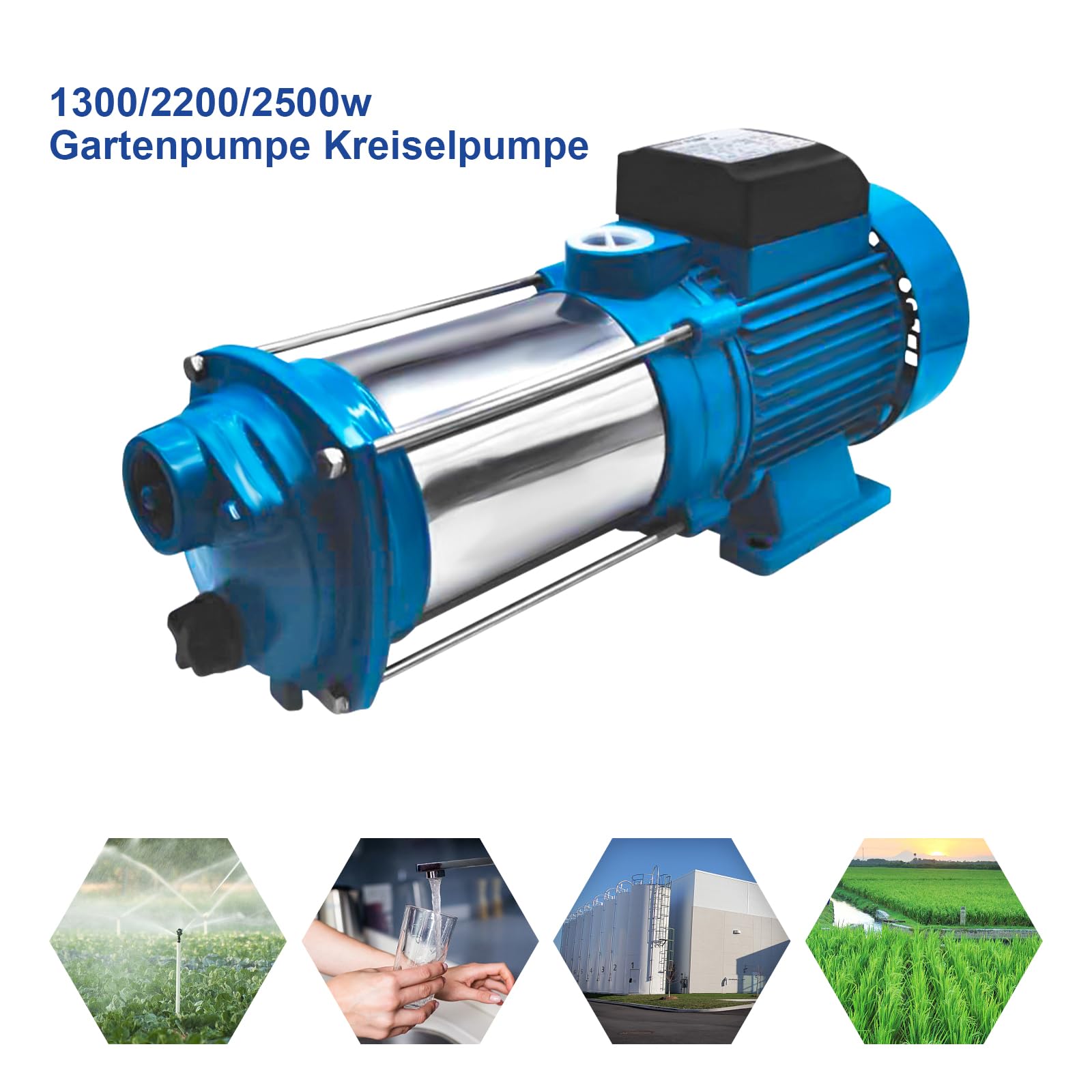 2500W Gartenpumpe Kreiselpumpe Bohrmaschinen Pumpe, Zentrifugal Elektrische Wasserpumpe für Pool, Garten, Zuhause - Robuste Pumpe 4000 L/h 11 bar Pumpe