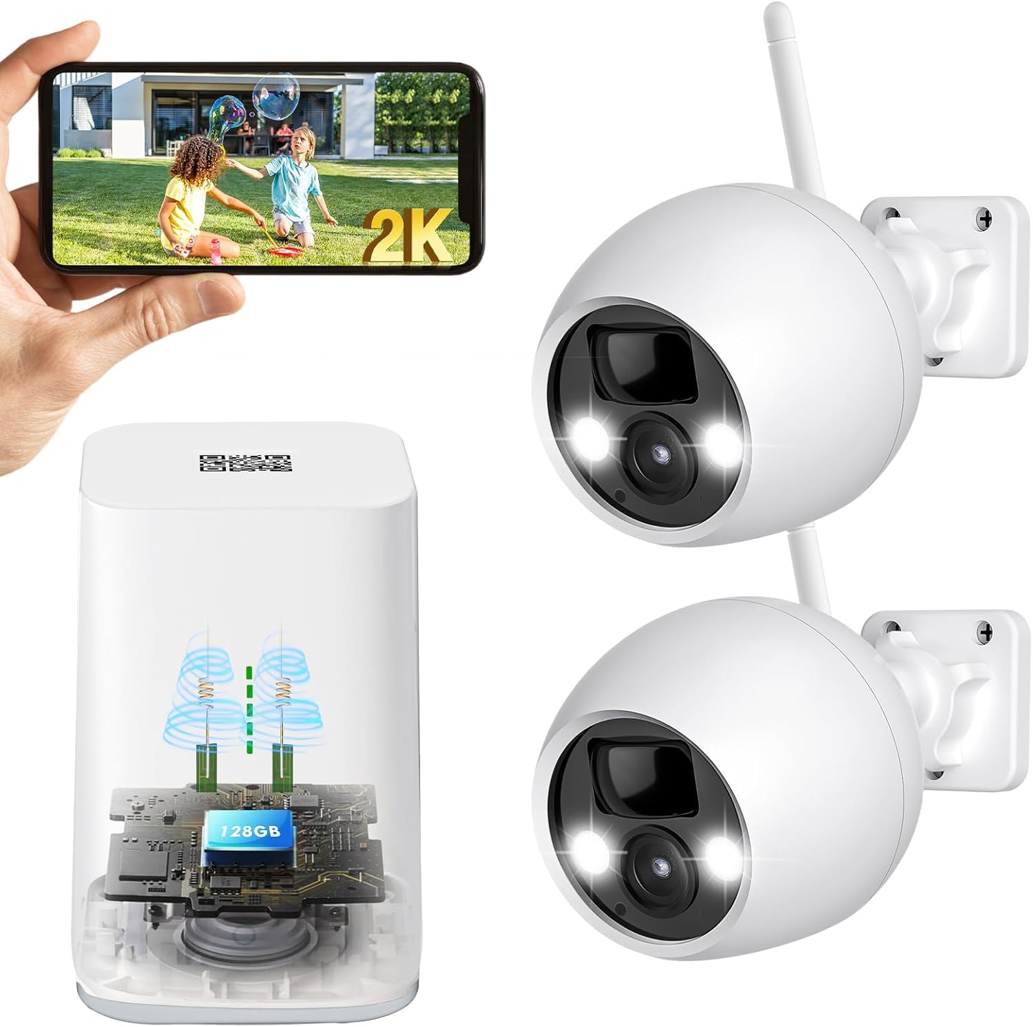 4MP Überwachungskamera aussen akku WLAN Kamera Outdoor mit PIR Bewegungsmelder, Nachtsicht, IP66 Schutz, funktionsfähig mit Alexa