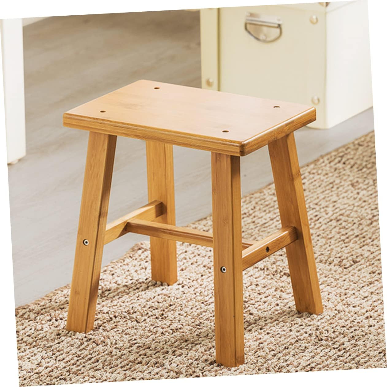 GANAZONO Boho Bathroom Low Stool Eco-Friendly Bamboo Stool Boys and Girls Chair Step Non-Slip Boy Girl