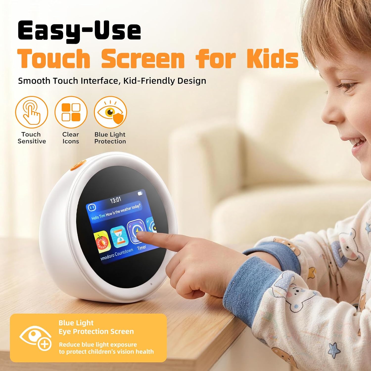 Kinglucky Smart Alarm Clock for Kids, 8 in 1 AI Vioce Companion,Ok to Wake