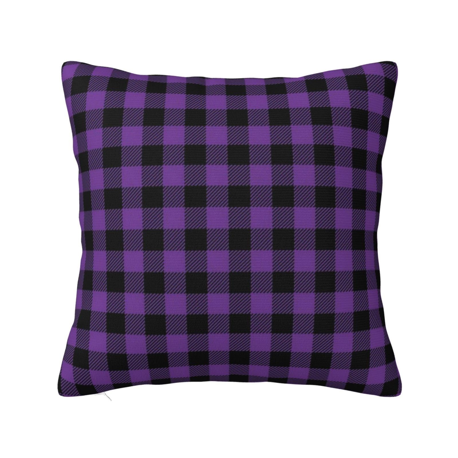 Purpleblack Plaid Pillowcase 16"x16"