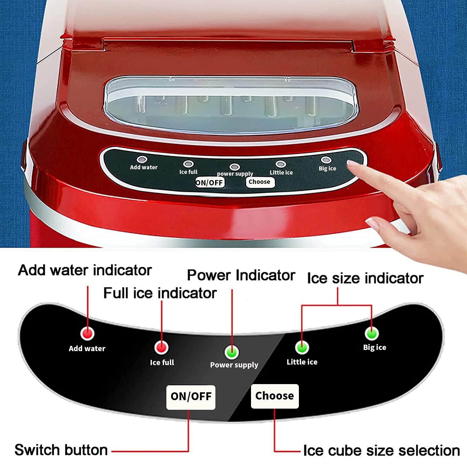 Ice Maker Countertop, 9 Roundshaped Ice Cubes In 6-13minutes Portable Ice Maker 26lbs/24hrs Silent 1button Operation With Ice Scoop And Basket Perfect For Home Office on Fridge.com - View 6