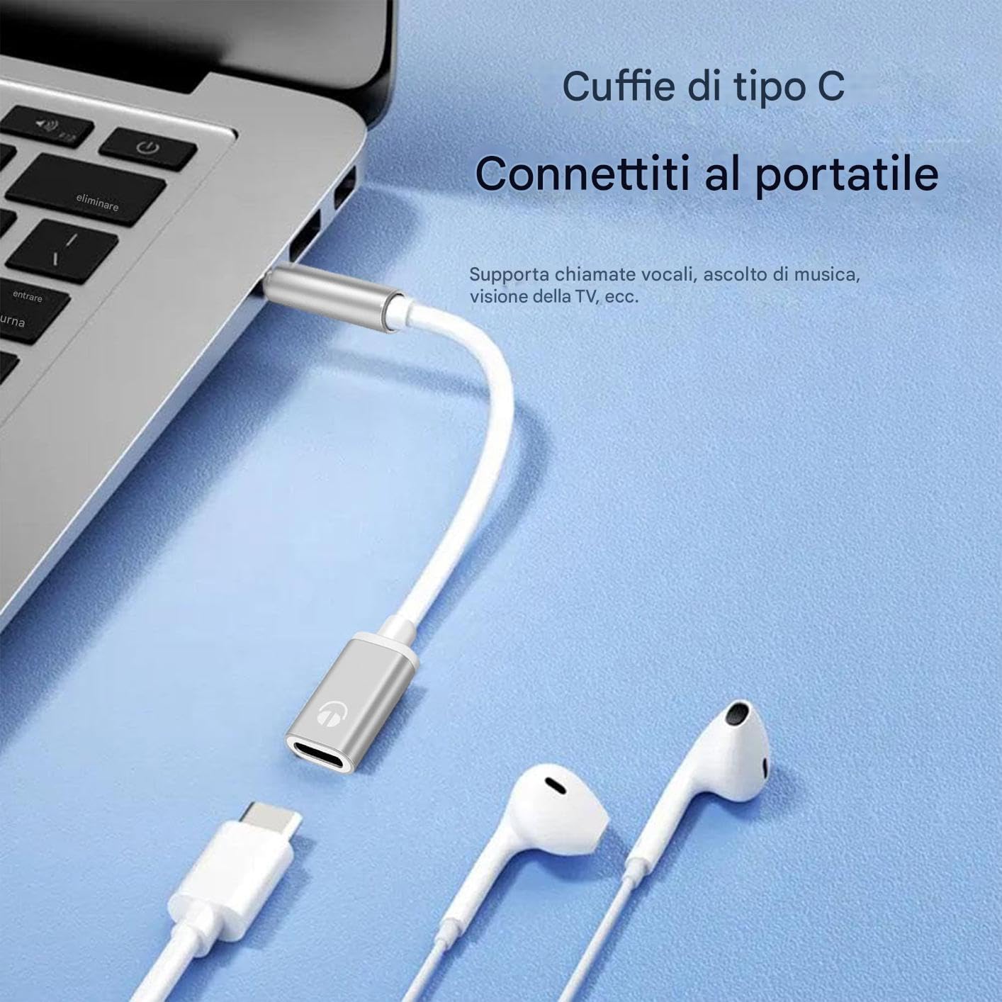 Cavo Adattatore USB-C Femmina A Jack 3,5 Mm – Dongle Audio Per Cuffie Stereo, Compatibile Con PC, Laptop E Smartphone