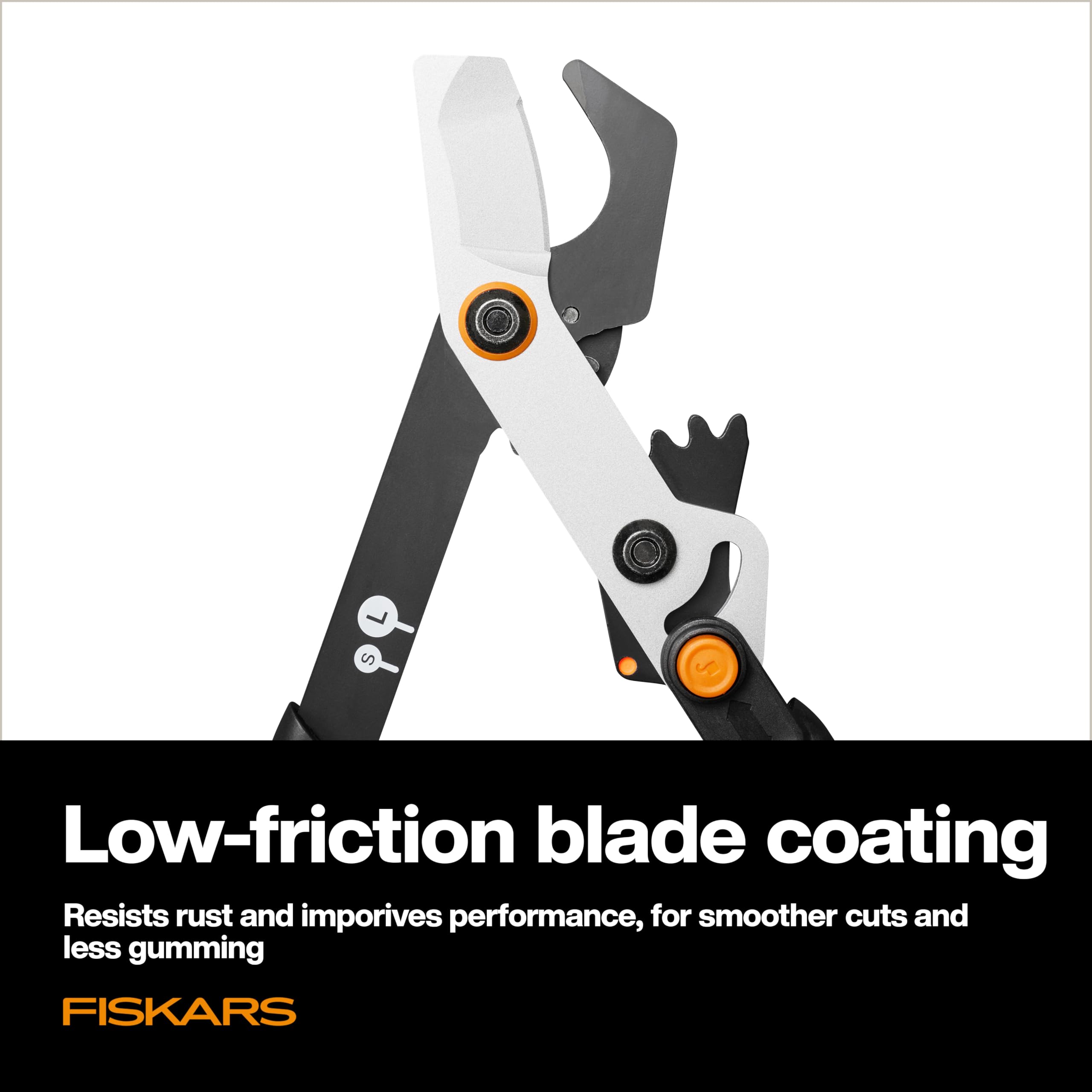 Fiskars DualAction Astschere, 2-in-1-Astschere mit Dual-Schneidmodi, S-Modus für präzise Scheren für Stiele, L-Modus für Kraft durch Äste, reibungsarme Stahlklinge, 5,1 cm Schnittkapazität