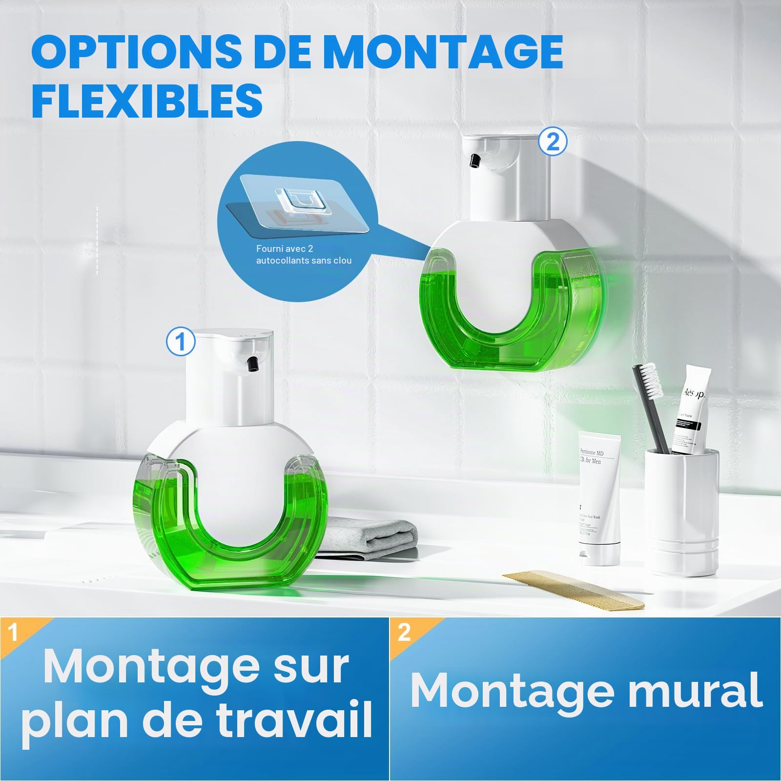 Distributeur Savon Automatique Savon sans Contact Liquide 420 ML,Distributeur Automatique de Savon Liquide pour la Cuisine,avec 4 Niveaux de Distribution de Savon réglables