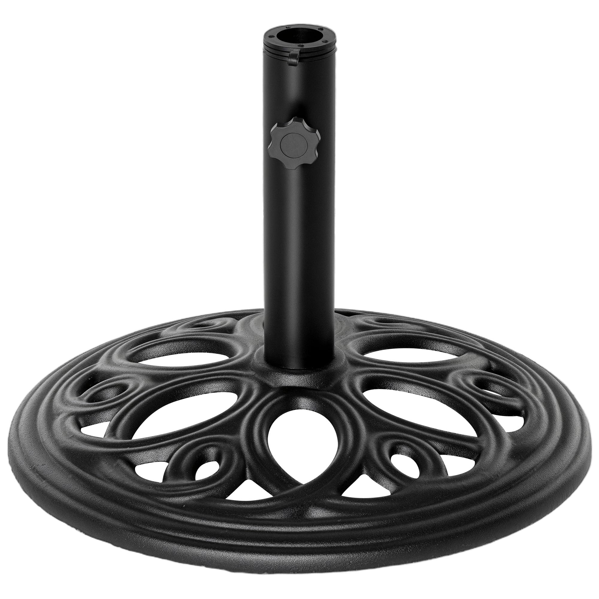 Outsunny 11.5 kg Cast Metal Round Patio Umbrella Base Stand, Umbrella Holder for Outdoor, Patio, Garden, terrace and Beach, Fit Dia. 38, 48 mm Pole, Black