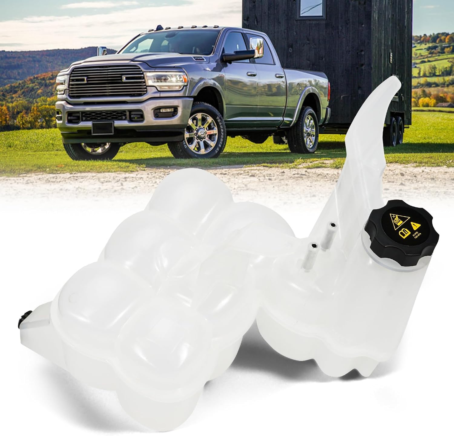 Engine Coolant Reservoir 603-839, Coolant Recovery Tank Fits for 2013-2018 Dodge Ram 2500/3500/4500/5500 6.7L - Replace 68166475AB 68166475AC Overflow Pressurized Expansion Reservoir w/Cap