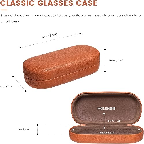 Miniatura 94 de molshine Estuche rígido de cuero para lentes de sol, funda clásica para gafas grandes para mujeres y hombres,Gafas de sol