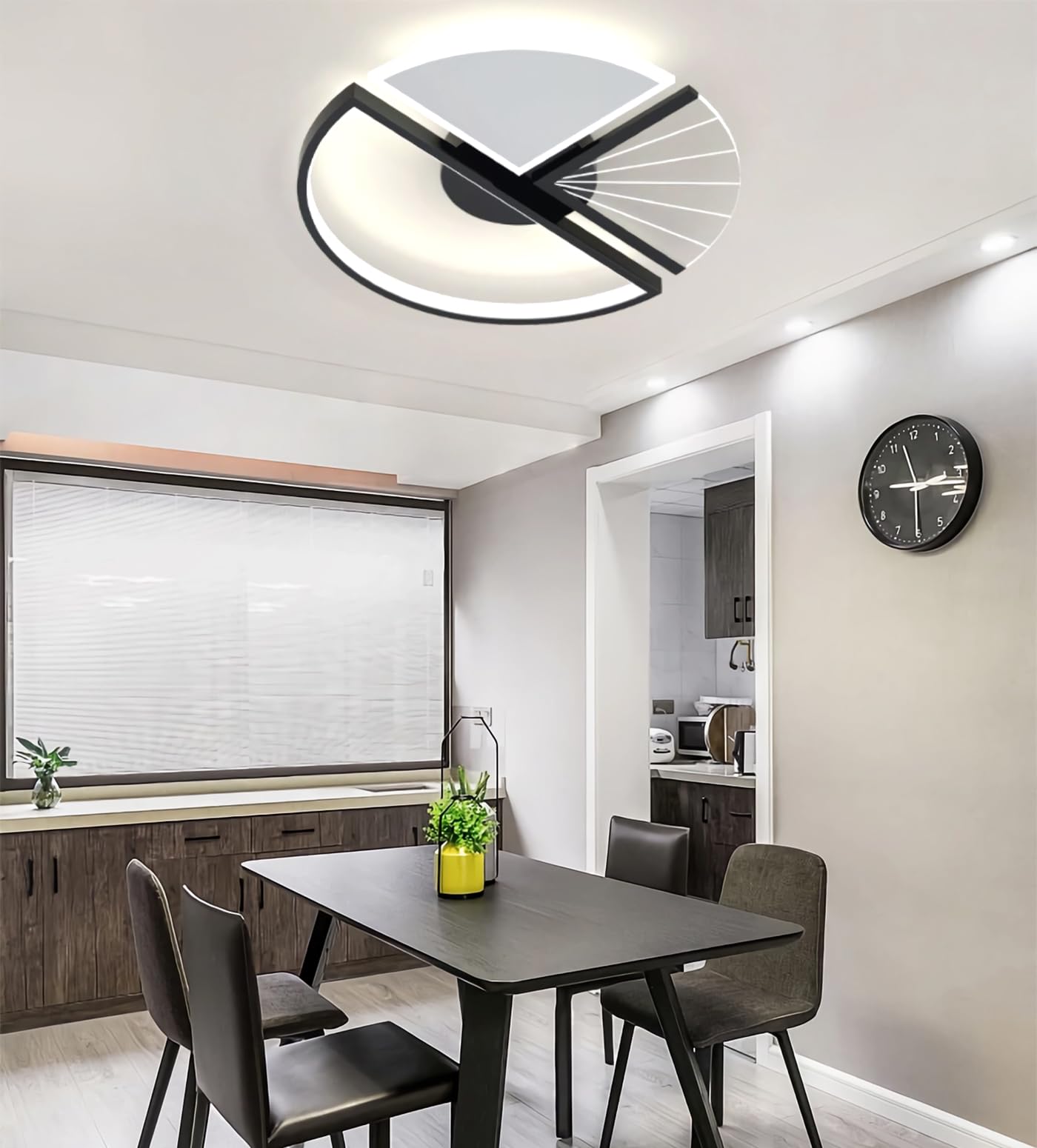 LED Prostokątna lampa sufitowa z funkcją ściemniania Lampa sufitowa do salonu Nowoczesna lampa sufitowa LED z pilotem Metalowe akrylowe oprawy do salonu sypialni jadalni (Czarny, 45cm)