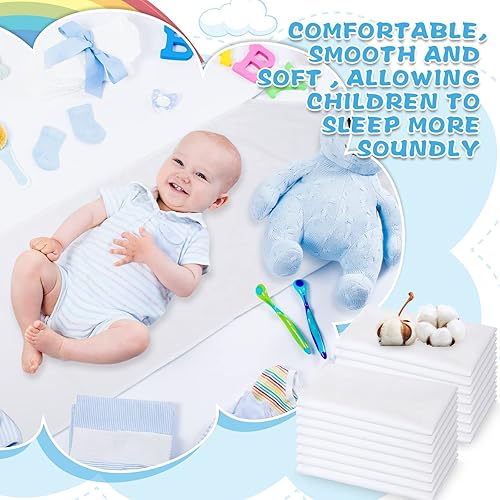 Miniatura 4 de Newwiee 16 sábanas de tamaño estándar para cuna, 20 x 48 pulgadas, color blanco, de microfibra transpirable, para la hora de la siesta, sábana