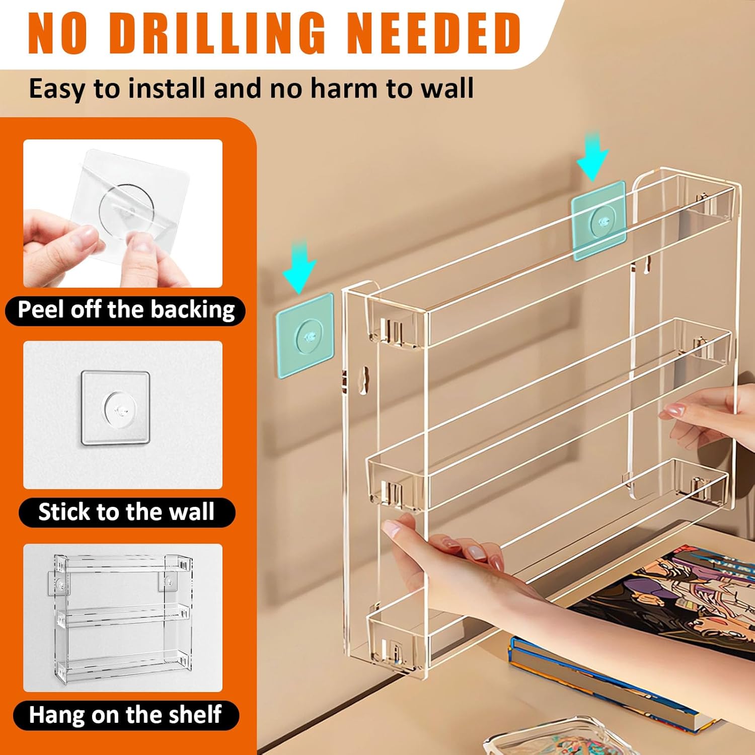 Model Cars Display Shelf for 1:64 Scale Vehicles, 1/64 Scale Toy Model Cars Display Wall Mount-3 Layer