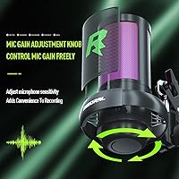 Vista 7 de Kit de micrófono para juegos USB para grabación, transmisión, podcast, micrófono de condensador con soporte de brazo de micrófono, filtro pop