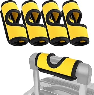 5 Pcs Neoprene Luggage Handle Wrap Handle Grip Luggage Tags Identifier Hollow Design for Push-Button, Bright Luggage Markers for Airport Travel Luggage Suitcase Trolley Case