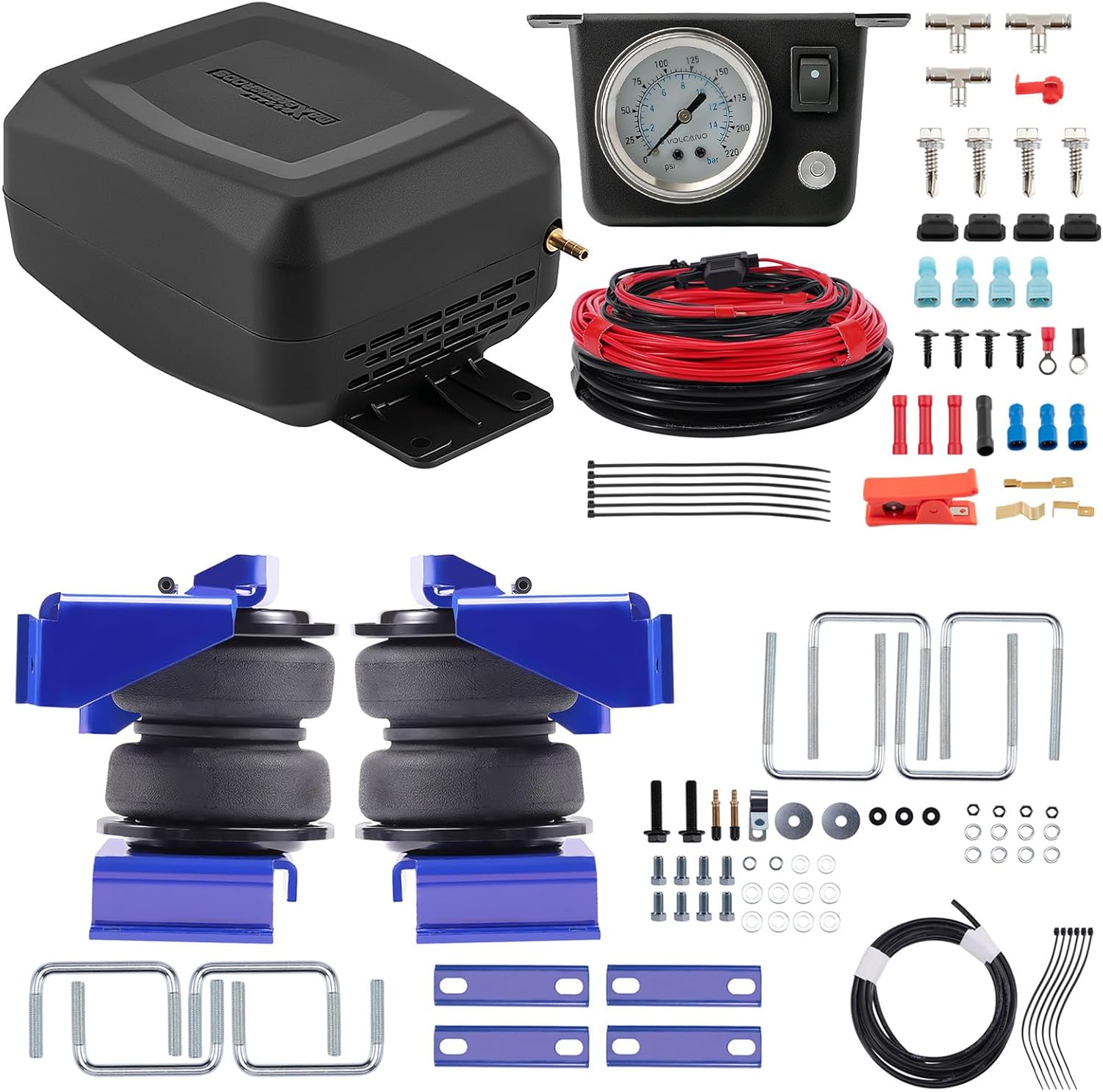 maXpeedingrods 5000 lbs Air Suspension Bags Kit & On Board Air Compressor Kit for Ford F-250 F-350 4WD RWD 1999-2007 with Gooseneck Hitch 1105 / 1199R