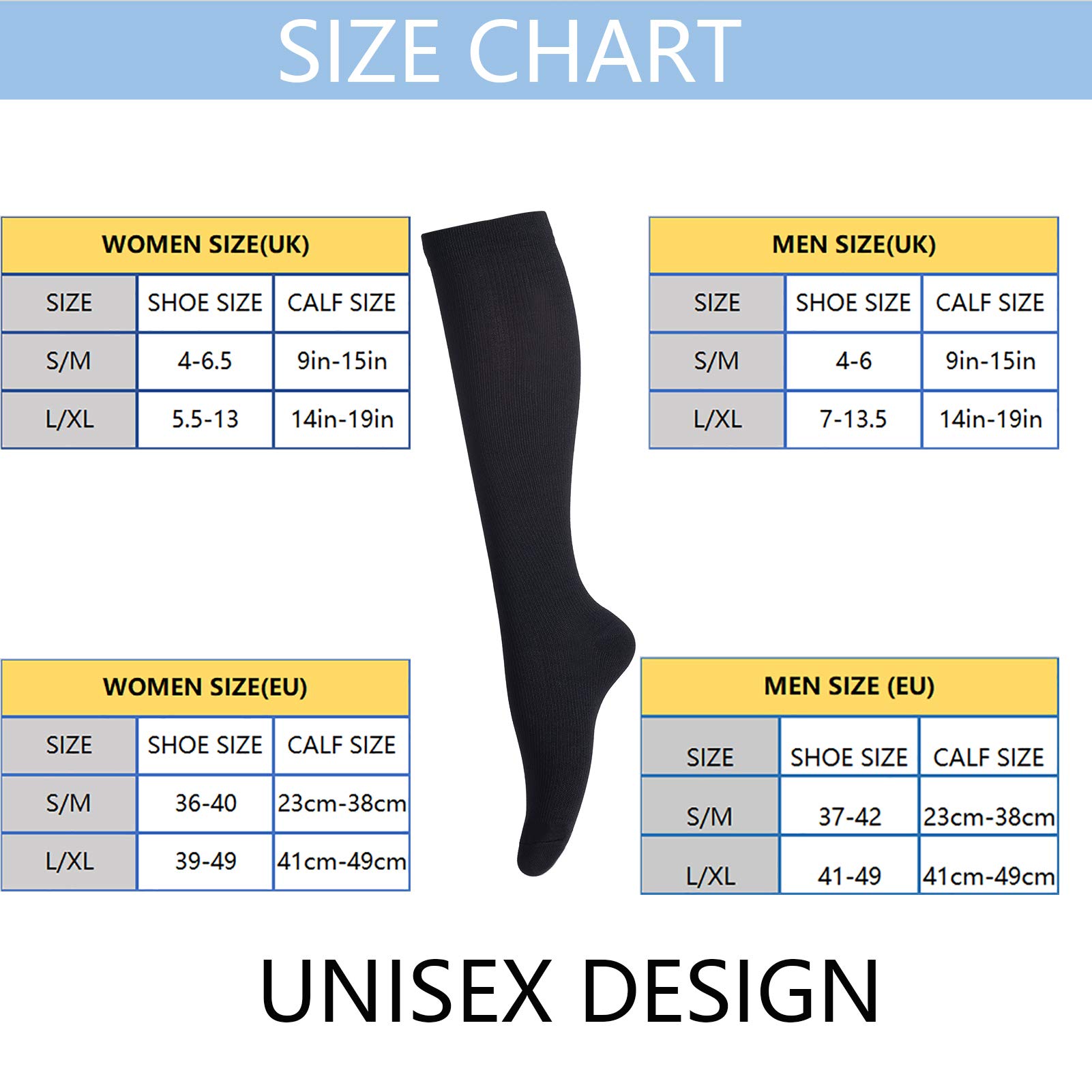 LEOSTEP Compression Socks for Men & Women (4Pair) Non-Slip Long Tube Stocking Ideal for Running,Travel,Flight - Image 2