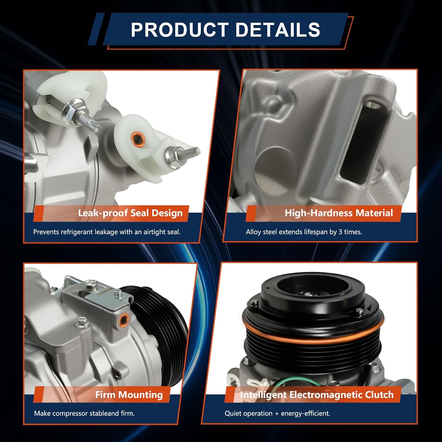 CO-9777C Air Conditioning A/C Compressor Compatible with Ford Explorer 2011-2015 3.5L, Police Interceptor Utility 2013-2015 3.7L Replacement # BB5Z19703A BB5Z19703B