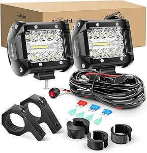 Nilight 2-Pack 4" Triple-Row 60W LED Light Pods with Wiring and Tube Clamp