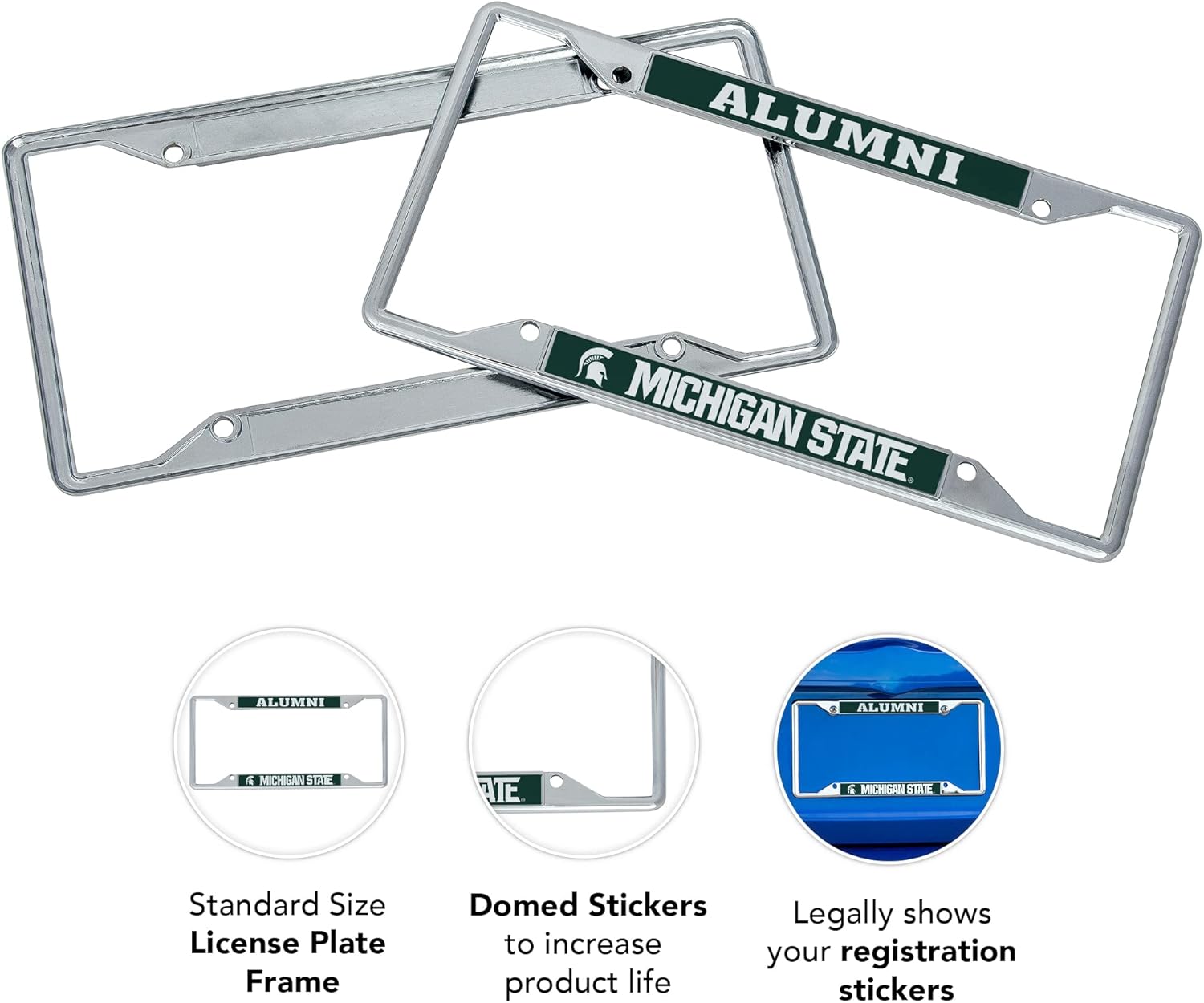 Desert Cactus Michigan State University Car Accessories Metal License Plate Frame for Front or Rear of Car (Alumni 2 Pack)