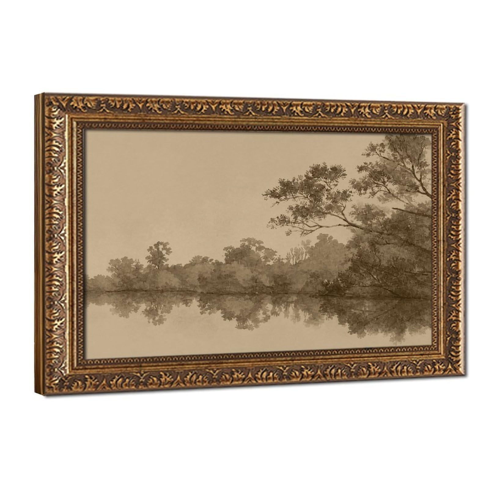 AYINUER Misty River Reflections Canvas Poster for Home Decor Gift
