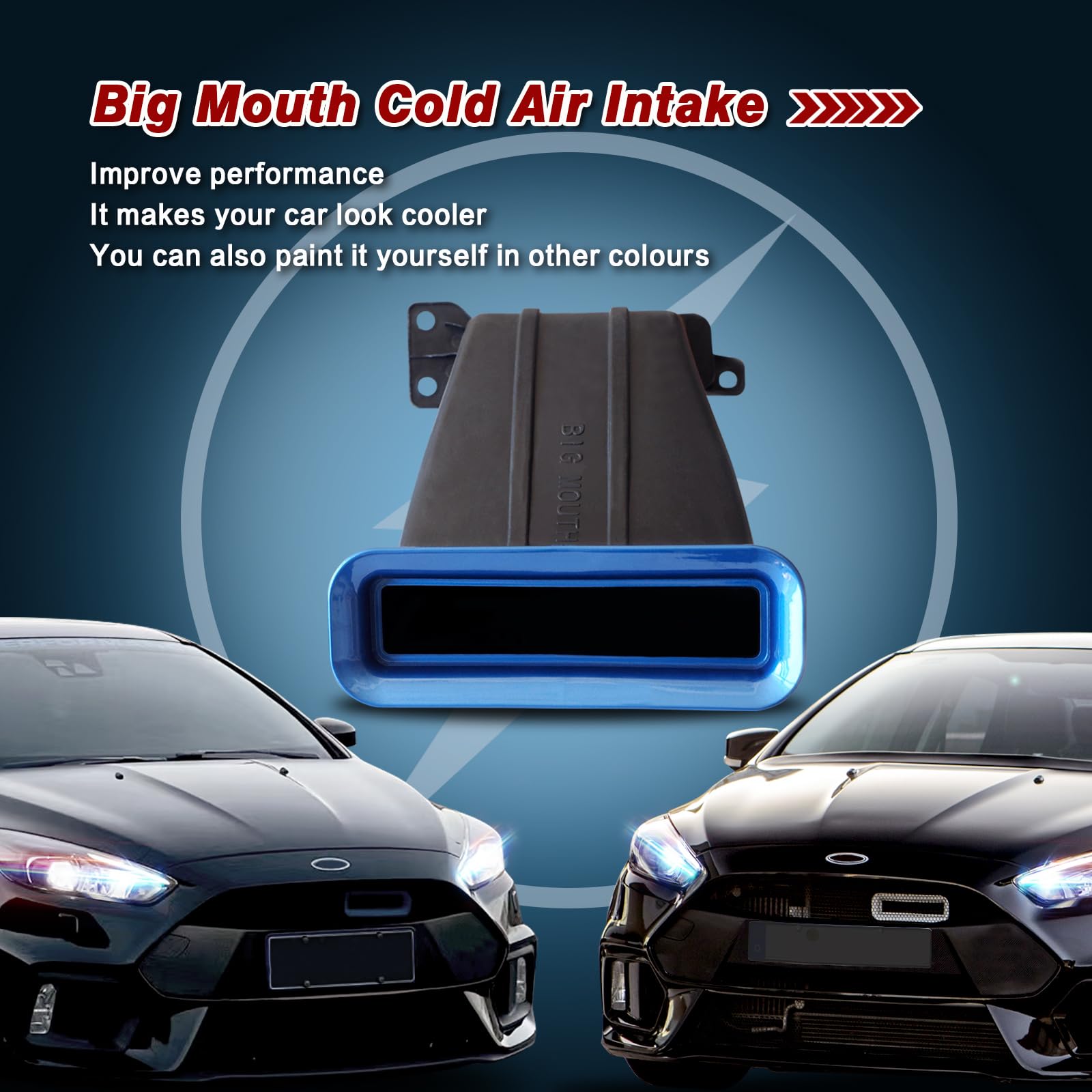 Snorkel de admisión de aire compatible con Focus MK3.5 ST RS 2012-2018, kits de admisión de aire frío, Focus ST Performance Big Mouth Blue