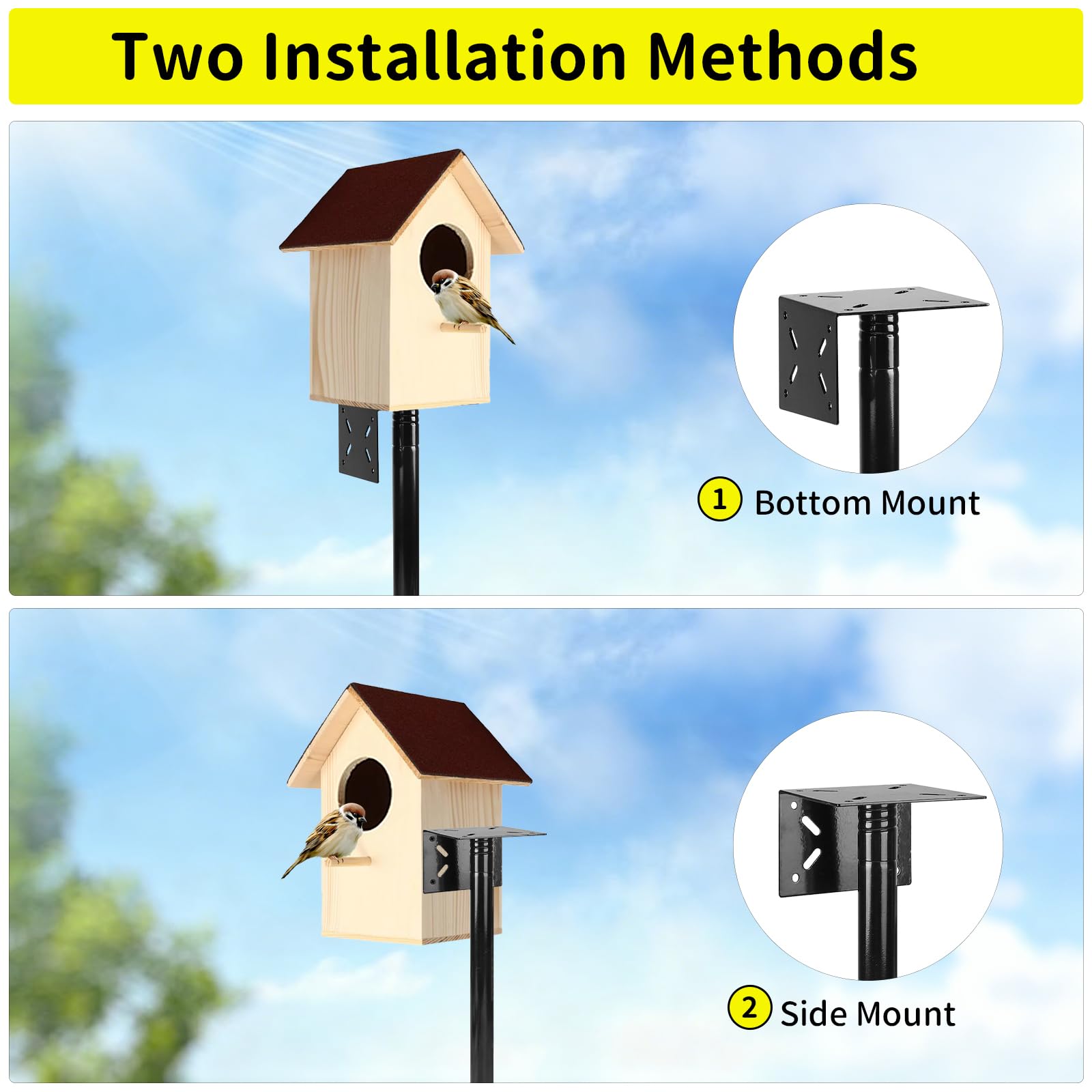 1 Pièce Support réglable pour nichoir, Hauteur ajustable jusqu'à 220 cm Ensemble universel pour jardin avec base à 5 branches pour mangeoires, stations météo, Noir (sans nichoir et vis)