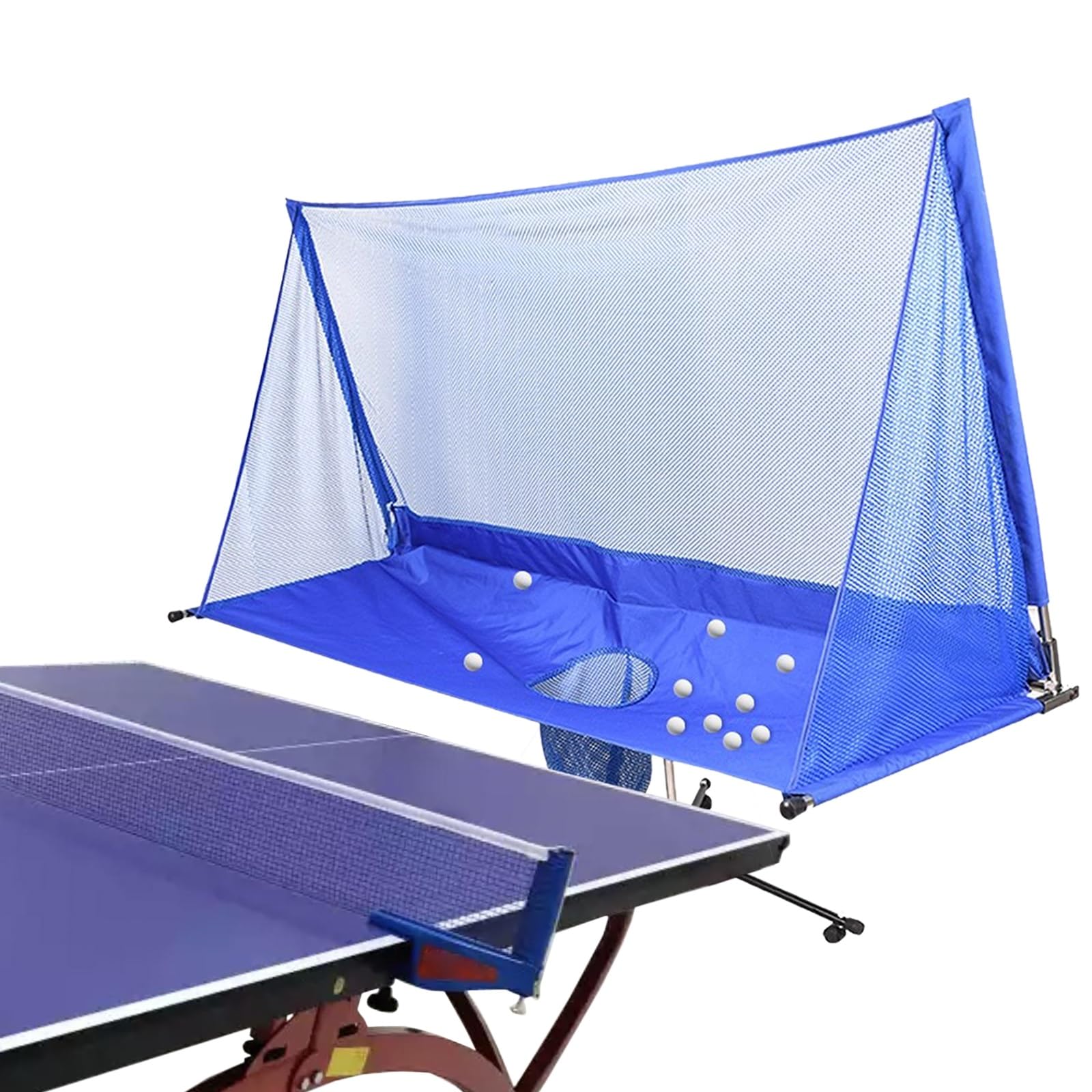 Tischtennisnetze Tragbares Tischtennis-Übungsnetz mit Rädern, faltbares Tischtennisball-Sammelnetz für Tischtennis-Roboter, Tischtennisball-Recycling-Ausrüstung – Multi-Ball-Training(1.7m/66.9 in/5.58