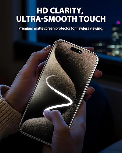 Vista 11 de Protector de pantalla compatible con iPhone 15 de 6.1 pulgadas, protector de pantalla de vidrio templado HD anti luz azul, fácil instalación