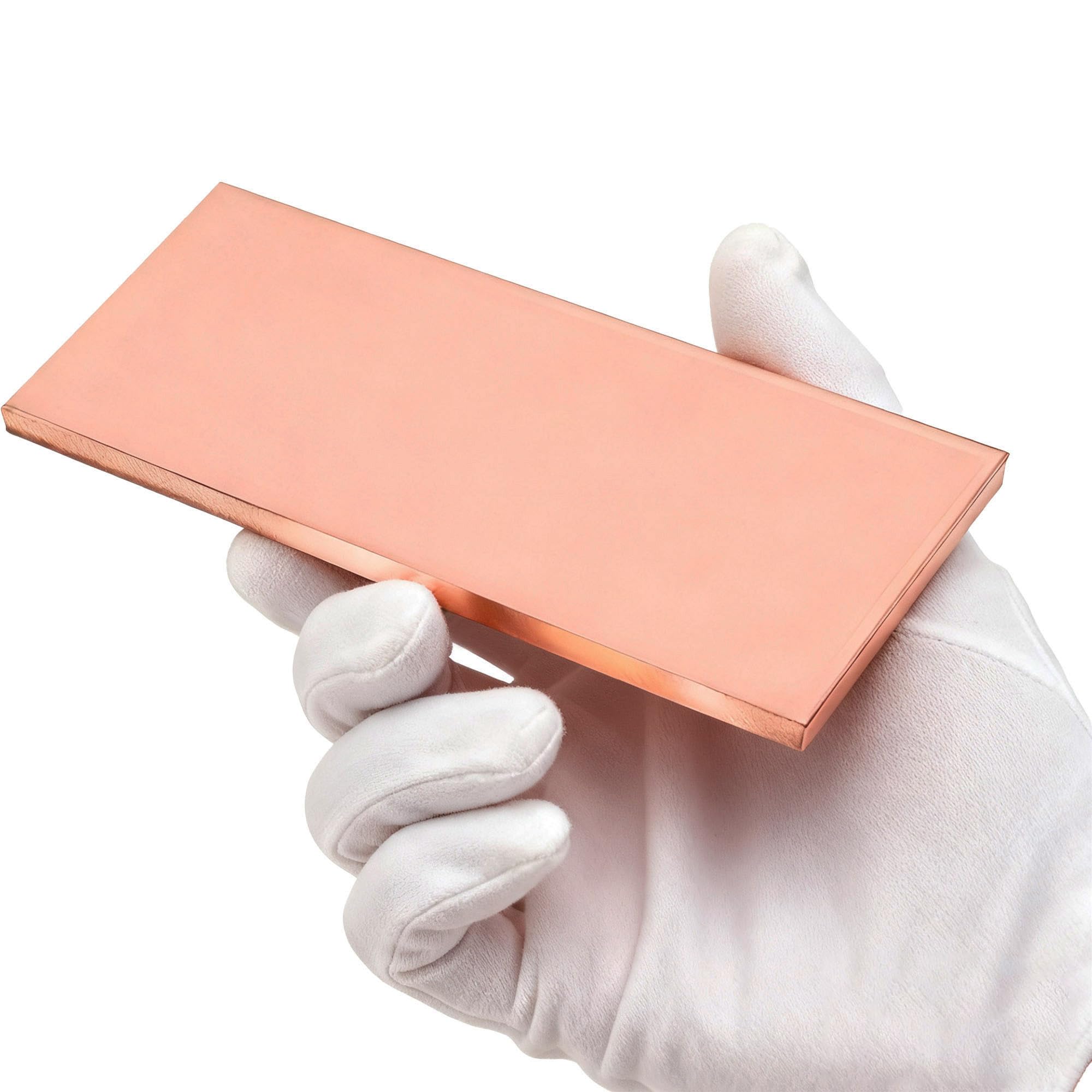 1 Pcs 99.9% Copper Flat Bar, 4.7" x 2"x0.2",C110 6 Gauge, （120mm x 50mm x5mm）, Film Attached, No Scratches, 5mm Copper Plates,for DIY, Plate Mill,