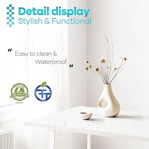 Miniatura 5 de Kaboon Mesa blanca de 55 x 24 pulgadas, mesa de madera de una pieza para escritorio de pie, encimera laminada, tablero de madera reversible solo