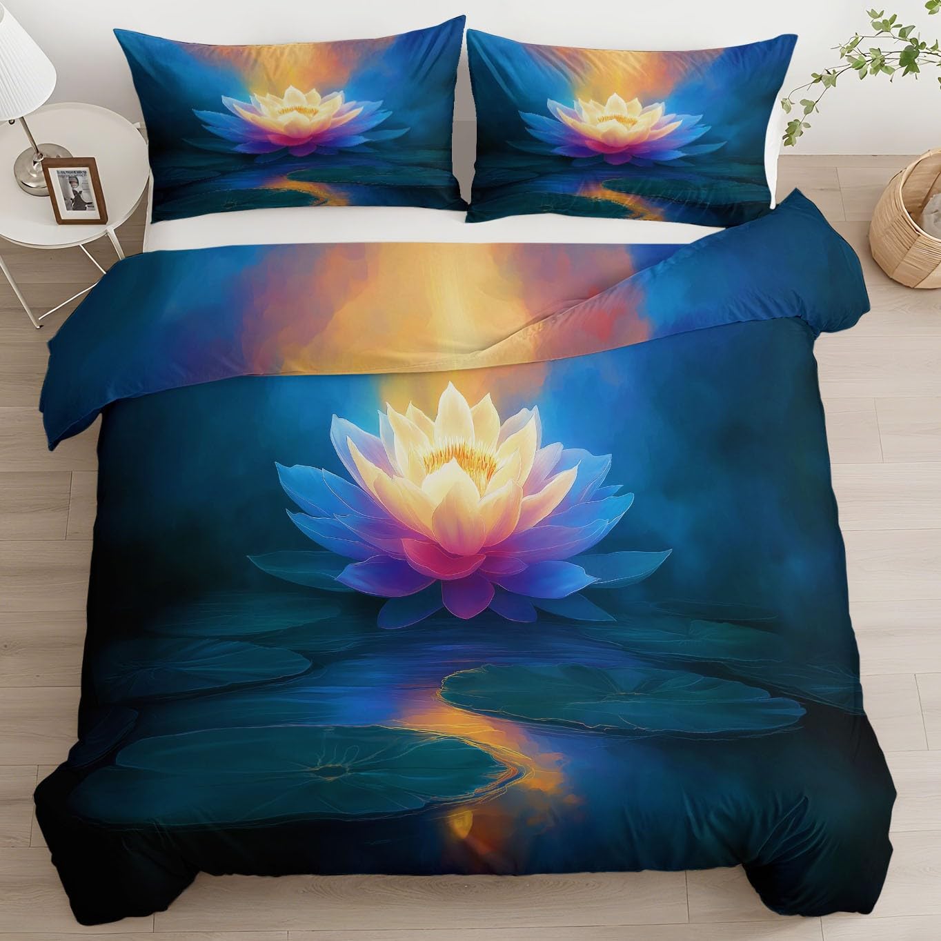 Housse de couette 200x200 bleu nuit zippée pour lit deux personnes adulte