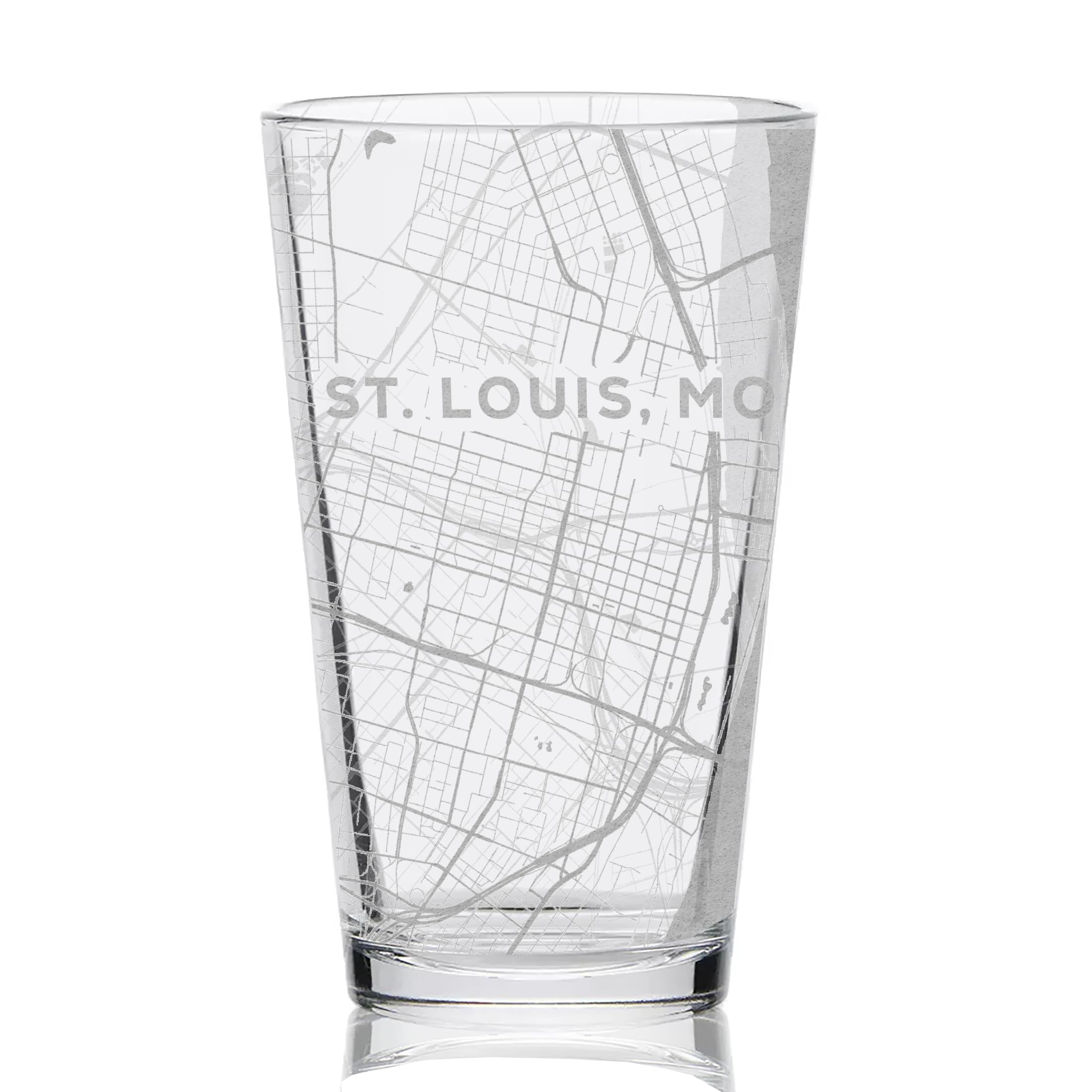 ST LOUIS MISSOURI Engraved City Street Map Beer Pint Glass | Perfect Drinking Gift Idea & Unique Decor!