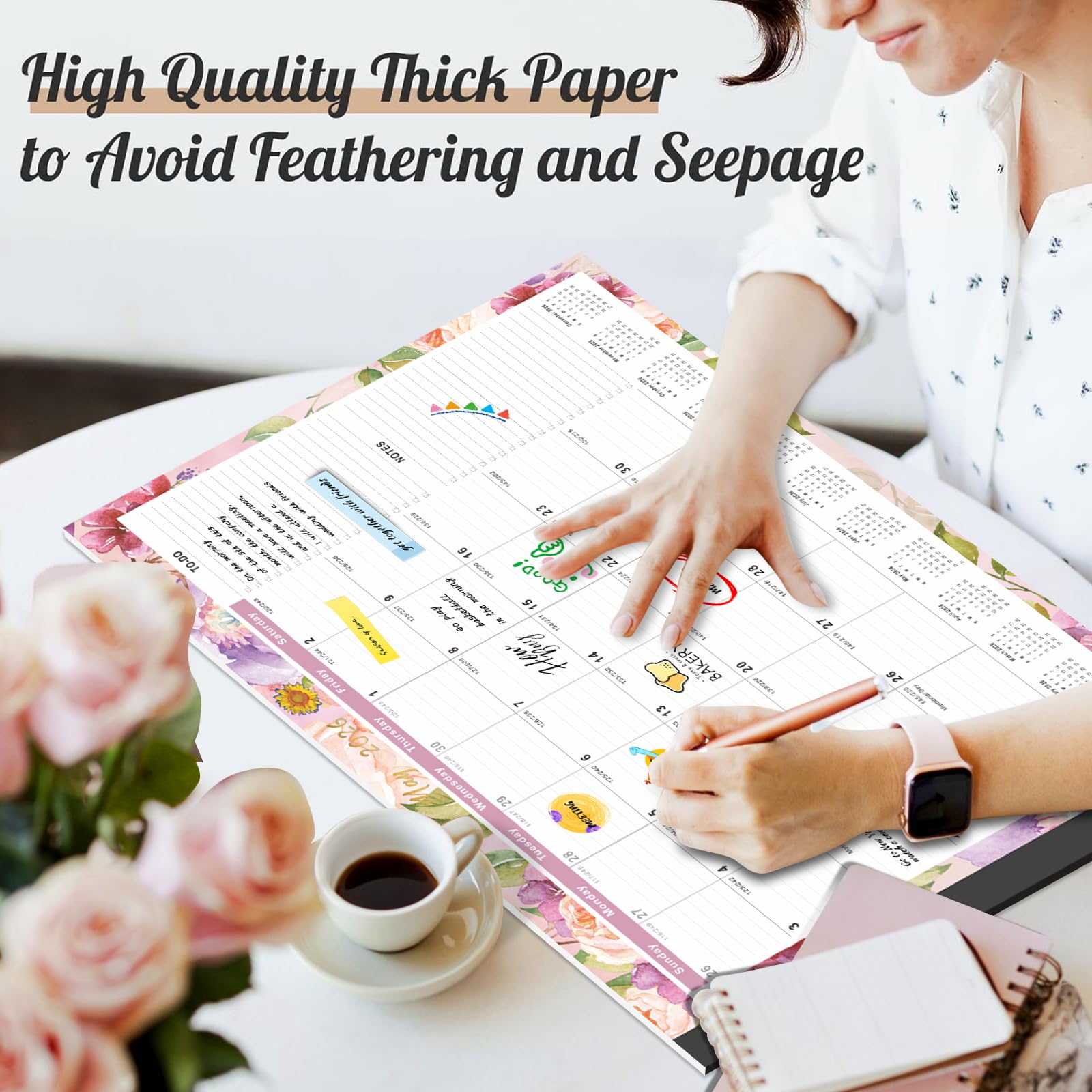 Gannyfer 大型デスクカレンダー 2023-2024 - 18ヶ月カレンダー 2023年7