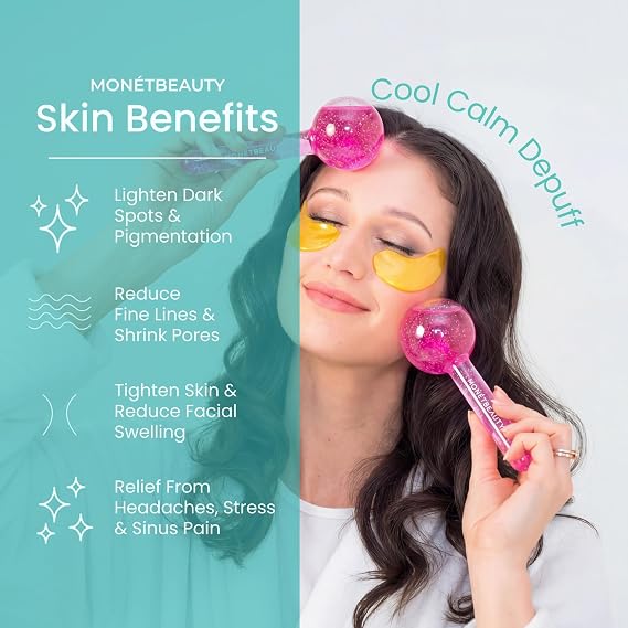 Tighten Skin, Depuff & Sinus Relief? Try Ice Globes for Face, Freezer Safe Facial Globes for Daily Beauty Routines, Face Roller to Enhance Circulation and Complexion - Pink