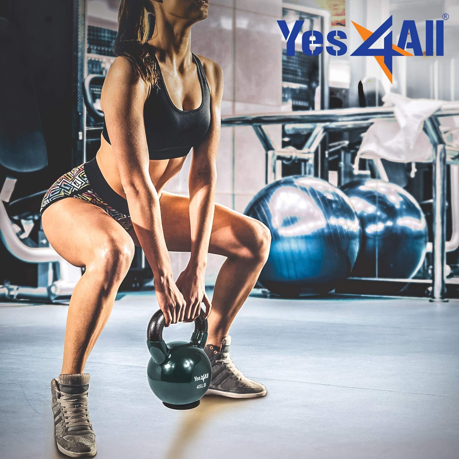 Yes4All Vinyl Coated Kettlebell with Protective Rubber Base, Strength Training Kettlebells for Weightlifting, Conditioning, Strength & Core Training (10LB - Mint) : Sports & Outdoors