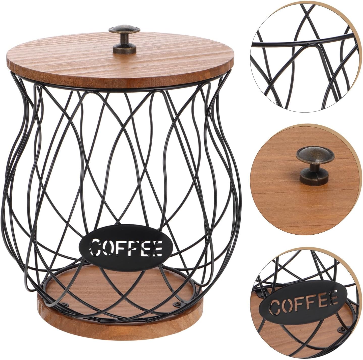 Iron Coffee Organizer Basket for Countertop Desktop Storage with Easy Access Black Metal Coffee Capsules Holder for Home and Office with Timeless Style