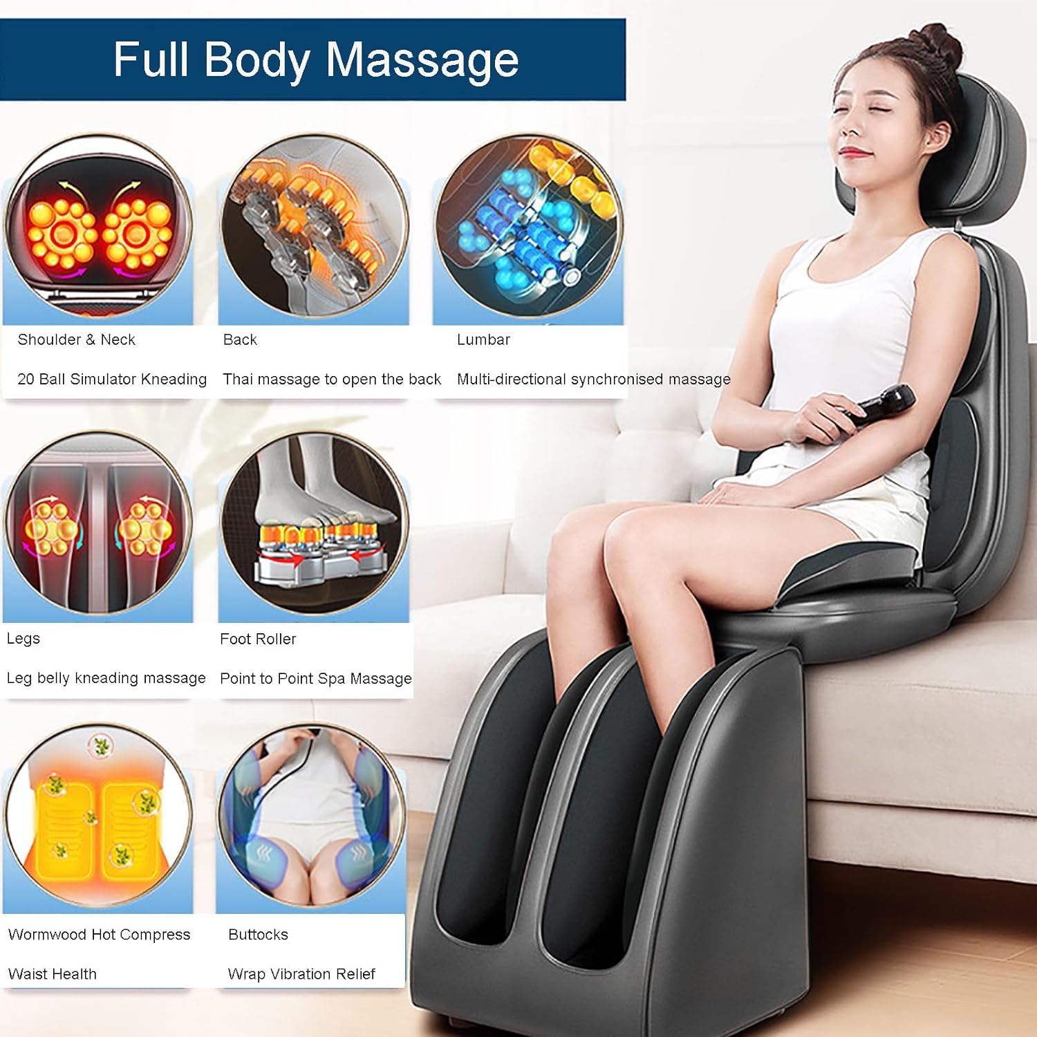 YOGIMOONI Corded Electric Full Body Massage Mat With Heat & 3-Position Height Adjustment, Chair Massager, Massage Cushion, Massage Chair Pad For Chair Office Gifts Full Body Massage (Brown) YOGIMOONI Corded Electric Full Body Massage Mat With Heat & 3-Position Height Adjustment, Chair Massager, Massage Cushion, Massage Chair Pad For Chair Office Gifts Full Body Massage (Brown)