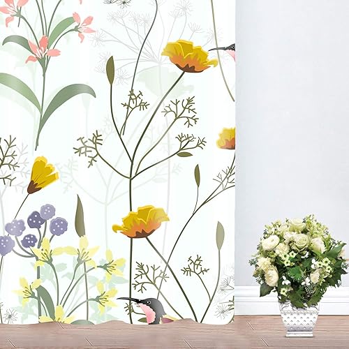 Miniatura 6 de CLWYMN113 - Cortina de ventana con estampado floral de pájaros en rama, con ojales, para oscurecer la habitación, para habitación, sala de estar,