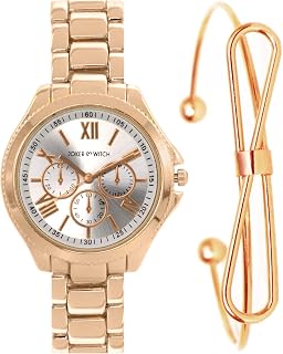 Joker & Witch Stainless Steel Carole Rosegold Analogue Watch Bracelet Gift Set for Women, White Dial, Rose Gold Band Price In India